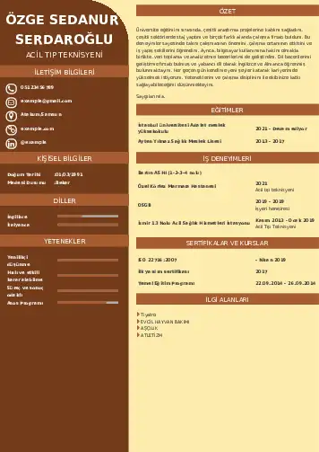 Acil Tıp Teknisyeni CV Örnekleri cv indir